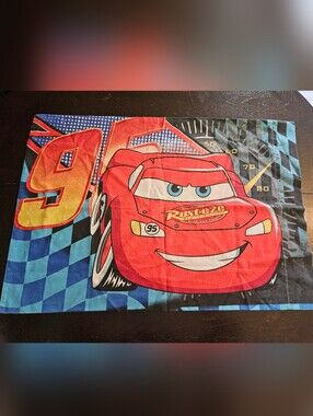 Disney Lightning McQueen Red Blue Checkered Pillowcase